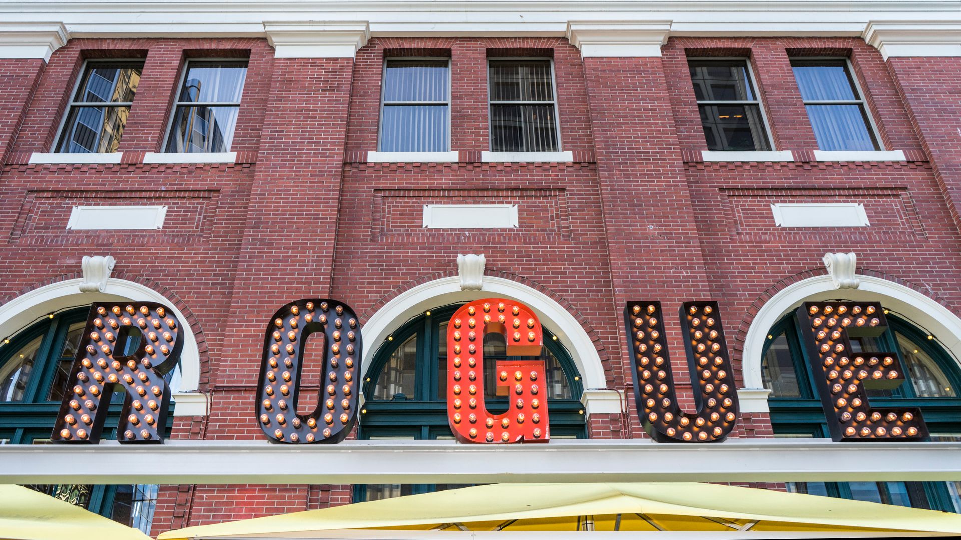Front-lit letters on a building facade