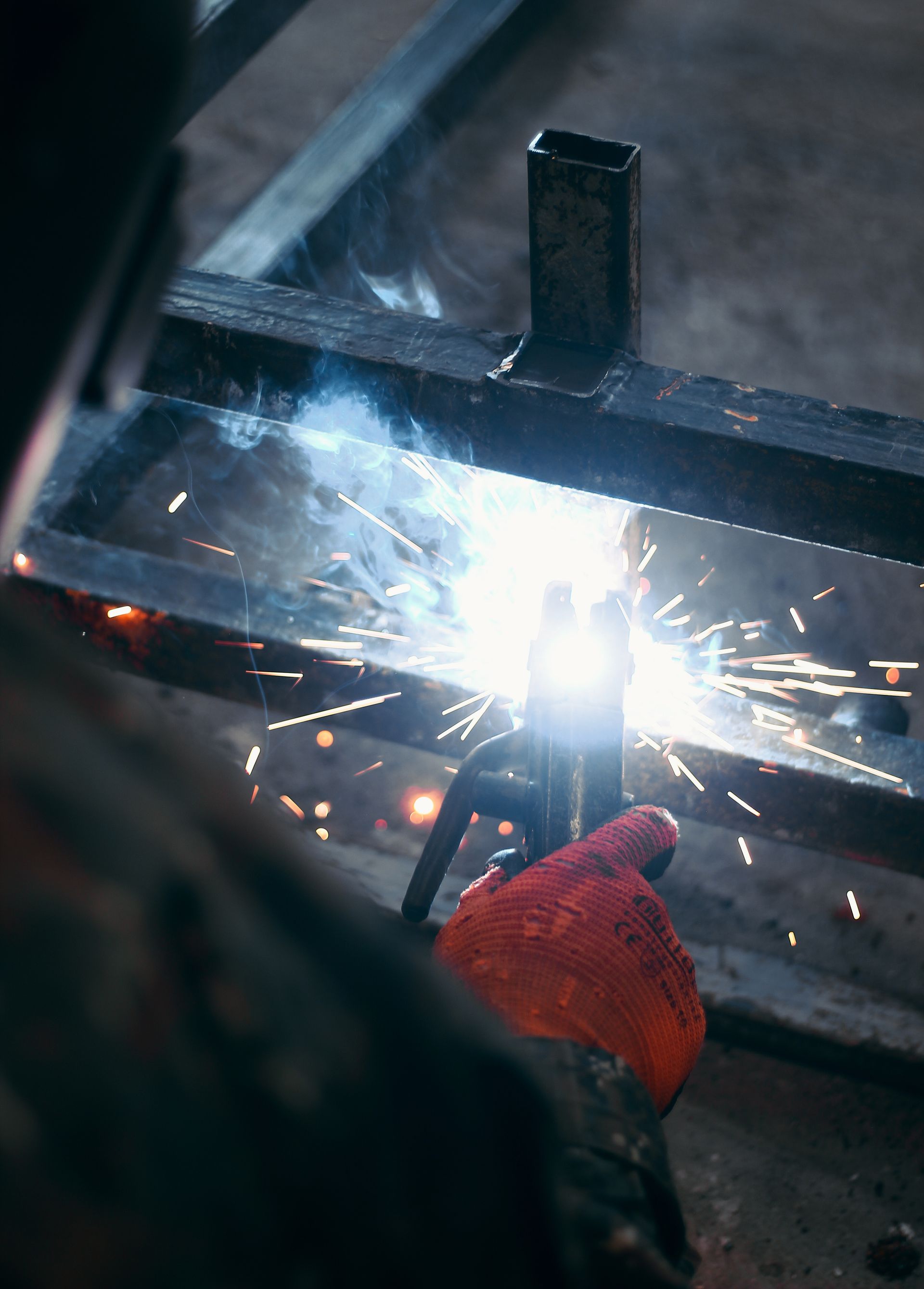 Welding sparks in a factory