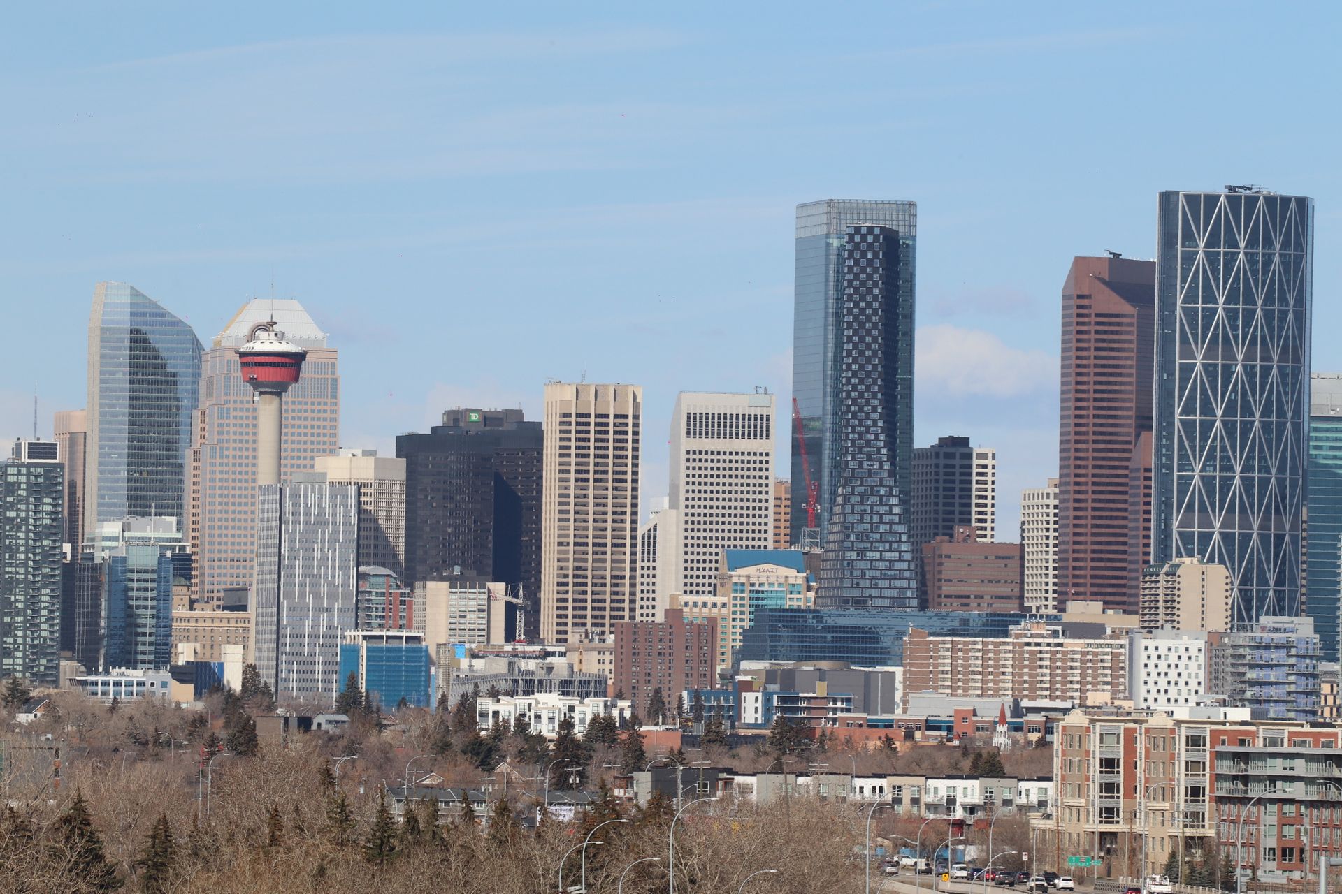 Calgary skyline with the Calgary Tower