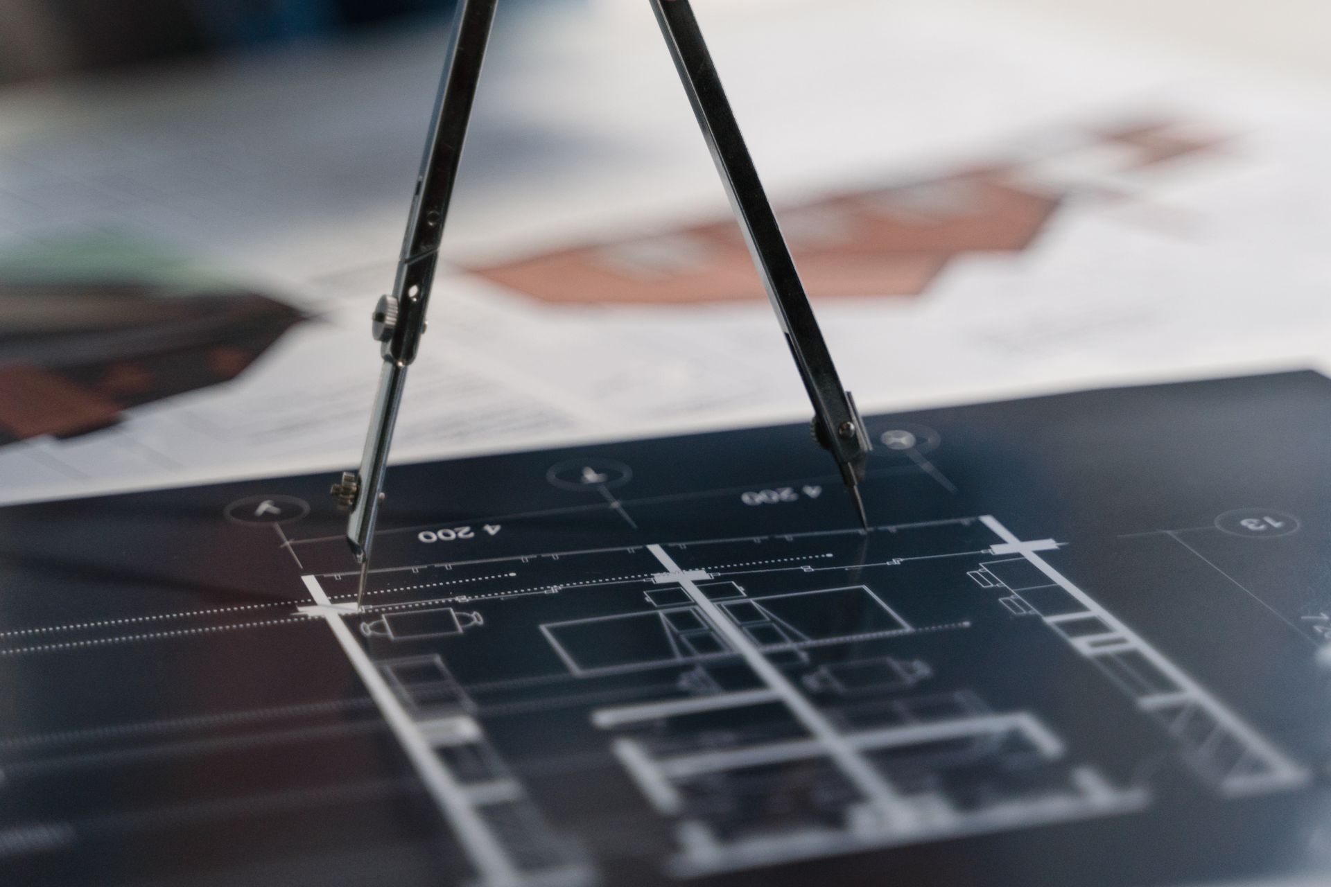 Compass on architectural drawings